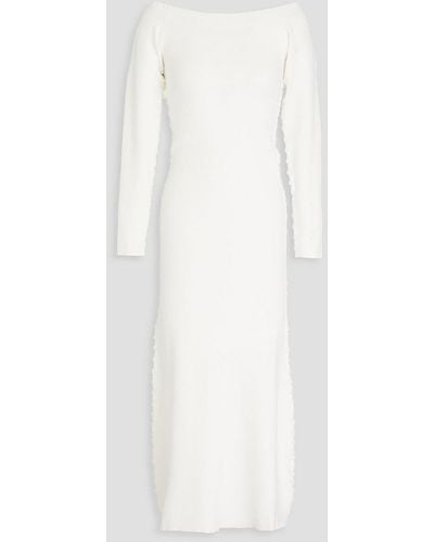 Altuzarra Off-the-shoulder Button-detailed Knitted Midi Dress - White
