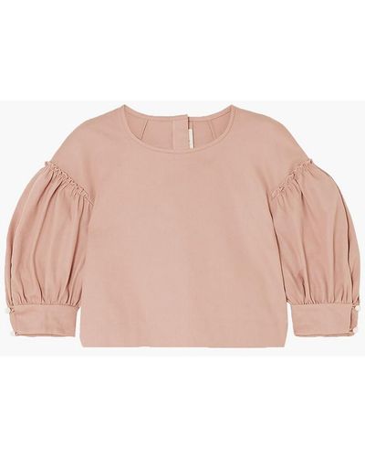 Anna Mason Rose Cropped Cotton-twill Blouse - Pink