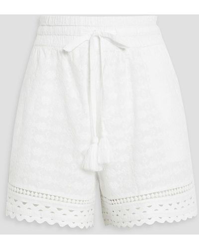 Veronica Beard Tijana Embroidered Cotton Shorts - White