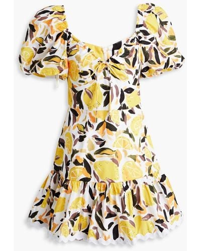 Rebecca Vallance Amarilla Printed Cotton-poplin Mini Dress - Yellow