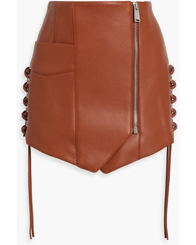 Jonathan Simkhai Rider Lace-up Leather-blend Mini Skirt - Brown