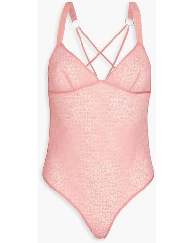 Stella McCartney Embroidered Stretch-mesh Bodysuit - Pink
