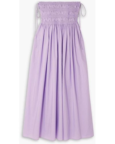 Matteau Shirred Cotton-poplin Maxi Skirt - Purple