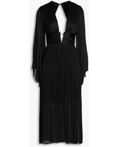 Maria Lucia Hohan Thais Cutout Plissé Silk-tulle Gown - Black