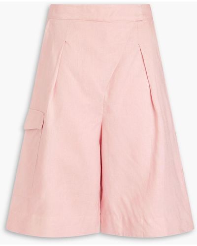 Nicholas Imani Pleated Linen Shorts - Pink