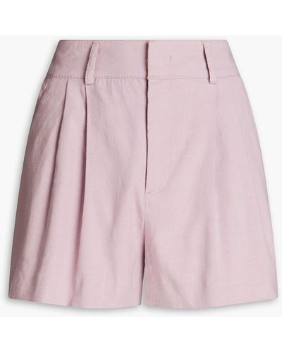 RED Valentino Pleated Stretch-cotton And Linen-blend Shorts - Pink
