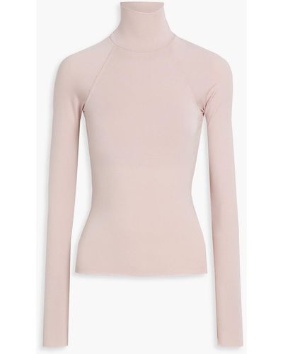 The Line By K Margaux Cutout Stretch-micro Modal Jersey Turtleneck Top - Pink