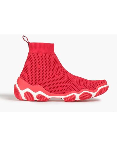 Red(V) Glam Run Mesh High-top Sneakers - Red