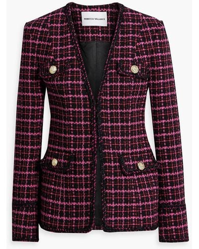 Rebecca Vallance Checked Cotton-blend Tweed Blazer - Purple