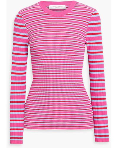 Carolina Herrera Striped Ribbed-knit Top - Pink