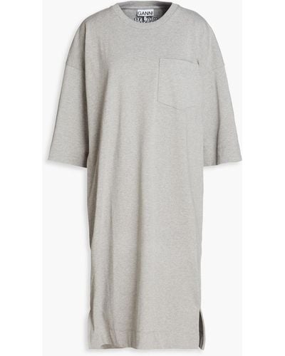 Ganni Cotton-blend Jersey Dress - Grey