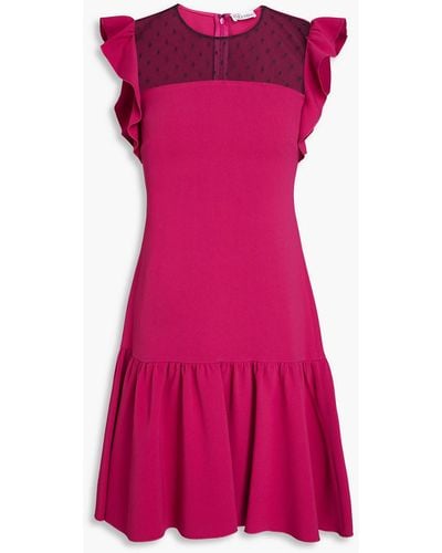 RED Valentino Ruffled Point D'esprit-trimmed Crepe Mini Dress - Pink