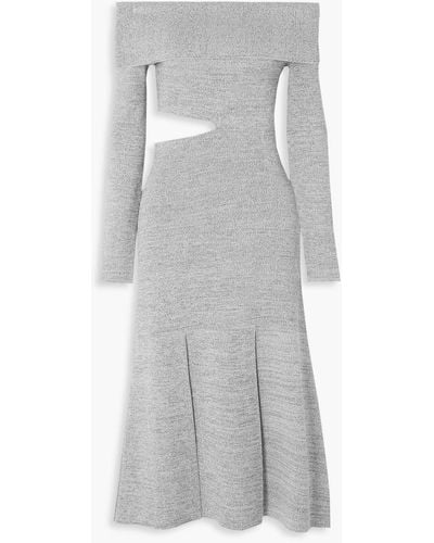 Proenza Schouler Off-the-shoulder Cutout Stretch-knit Midi Dress - Grey