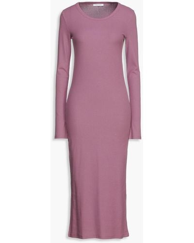 NINETY PERCENT Ribbed Organic Stretch-cotton Midi Dress - Purple