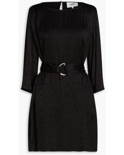 Ba&sh Doha Belted Satin-jacquard Mini Dress - Black