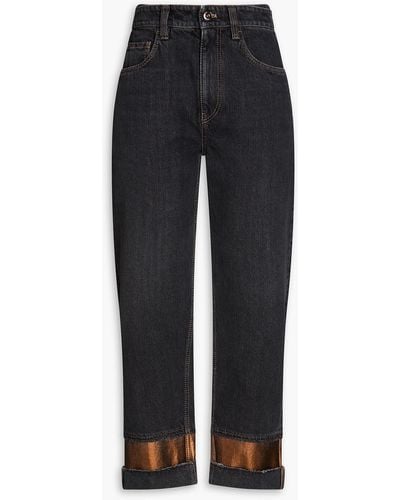 Brunello Cucinelli Hoch sitzende cropped jeans mit geradem bein - Schwarz