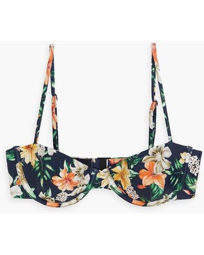 Onia Floral-print Underwired Bikini Top - Black