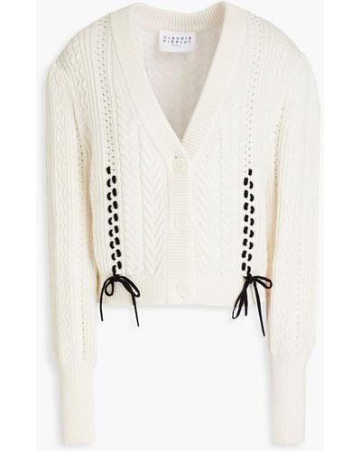 Claudie Pierlot Cable-knit Wool And Cotton-blend Cardigan - White