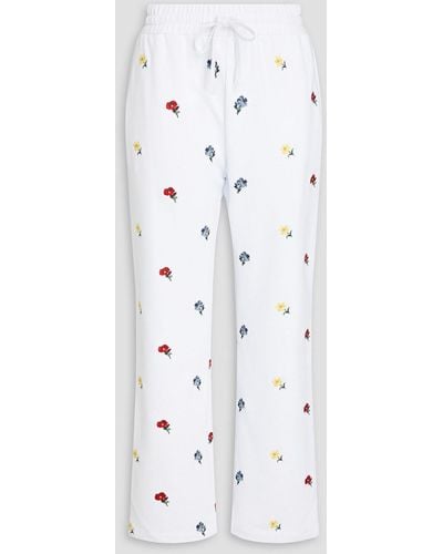RED Valentino Embroidered French Cotton-blend Terry Track Trousers - White