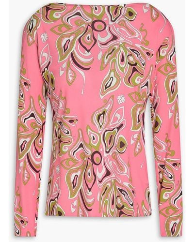 Emilio Pucci Printed Crepe De Chine Blouse - Pink