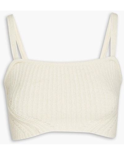 REMAIN Birger Christensen Cropped Ribbed-knit Top - White