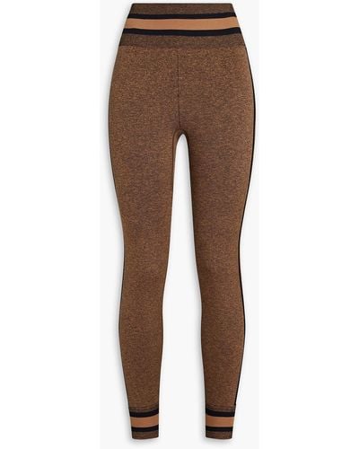 The Upside Perforated Striped Stretch leggings - Brown
