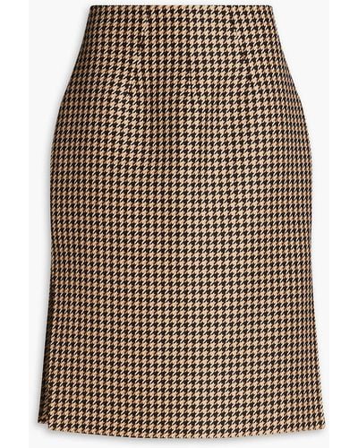 Emilia Wickstead Noah Houndstooth Wool-blend Jacquard Pencil Skirt - Natural