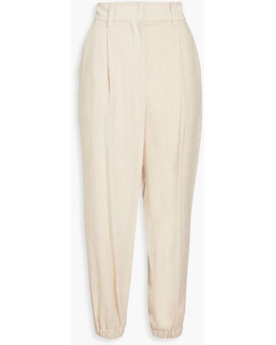 Brunello Cucinelli Pleated Corduroy Tapered Pants - White