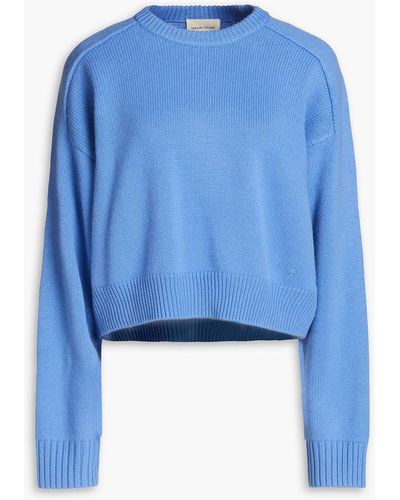 Loulou Studio Bruzzi cropped pullover aus einer woll-kaschmirmischung - Blau