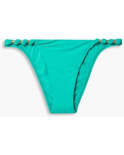 ViX Tulum Paula Embellished Low-rise Bikini Briefs - Blue