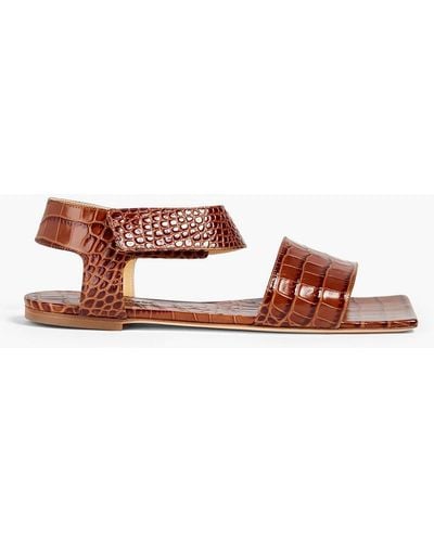 A.W.A.K.E. MODE Riley Croc-effect Leather Sandals - Brown