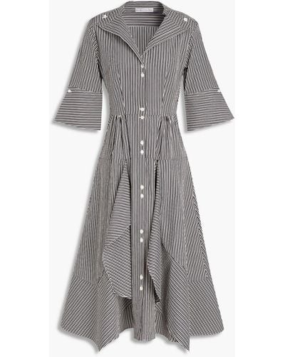 Palmer//Harding April Striped Cotton-poplin Midi Shirt Dress - Blue