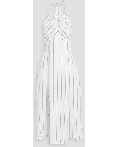 Nicholas Isadora Cutout Striped Linen-blend Halterneck Midi Dress - White