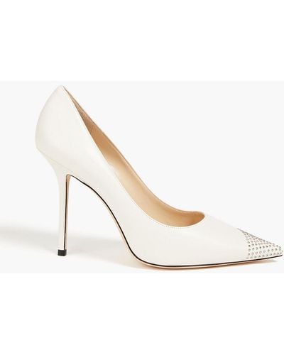 Jimmy Choo Love 100 Studded Leather Pumps - White