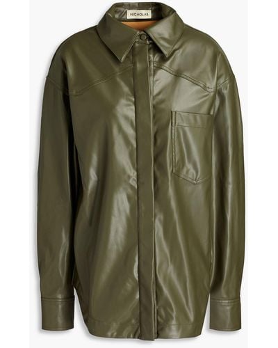 Nicholas Aretha Faux Leather Shirt - Green