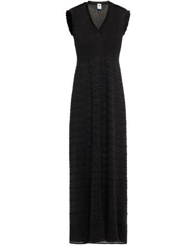 M Missoni Ruffle-trimmed Metallic Crochet-knit Maxi Dress - Black