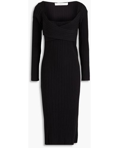 IRO Akabaro Ribbed Silk-blend Midi Dress - Black