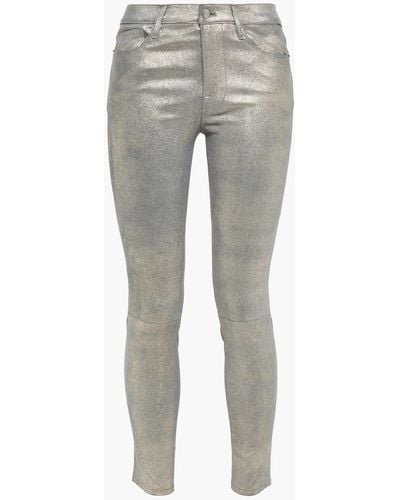 FRAME Brushed-leather Skinny Trousers - Metallic