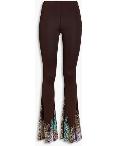 16Arlington Koro Crystal-embellished Jersey Flared Trousers - Brown