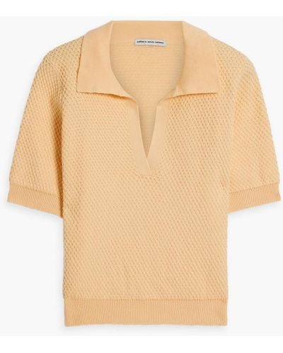 Autumn Cashmere Waffle-knit Cotton Polo Sweater - Natural