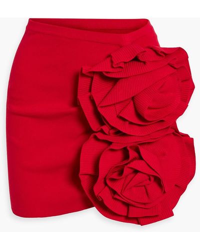 Magda Butrym Floral-appliquéd Knitted Mini Skirt - Red