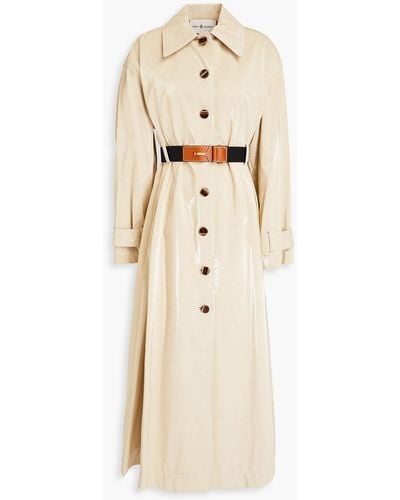 Tory Burch Coated Belted Shell Trench Coat - Natural
