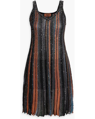 Missoni Sequin-embellished Metallic Crochet-knit Silk-blend Mini Dress - Black