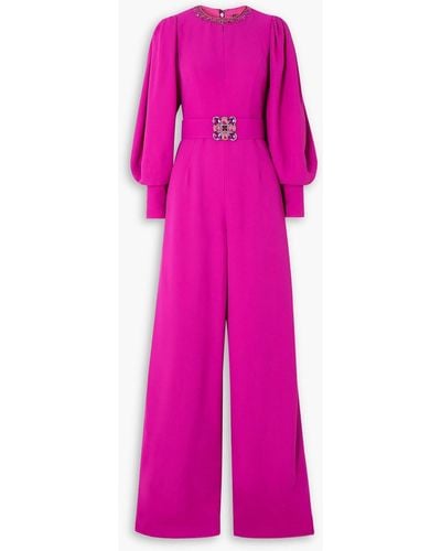 Andrew Gn Embellished Belted Crepe Jumpsuit - Pink