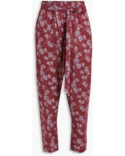 Eberjey Cropped Printed Cotton Tapered Trousers