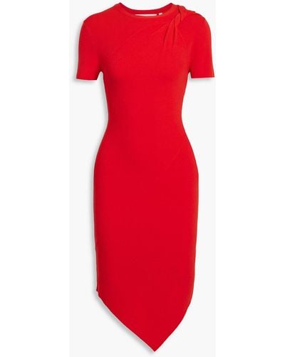Helmut Lang Asymmetric Twisted Ribbed-knit Dress - Red