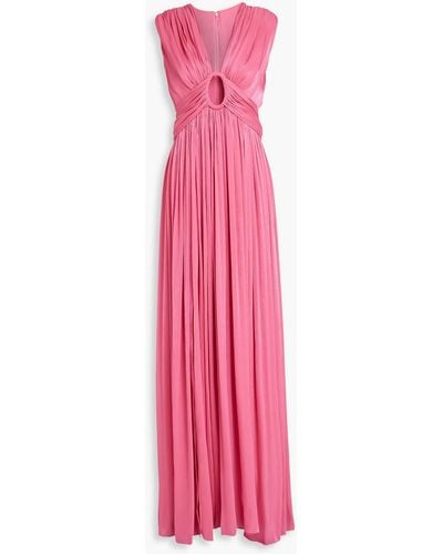 Costarellos Cutout Metallic Satin-jacquard Gown - Pink