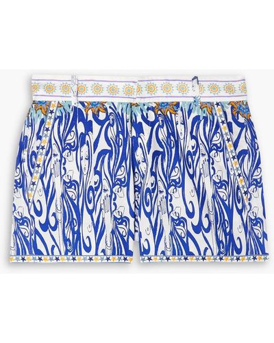 Emporio Sirenuse Bedruckte shorts aus baumwollpopeline - Blau
