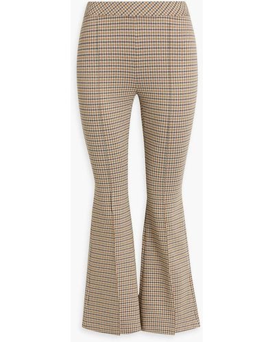 Rosetta Getty Cropped Checked Knitted Flared Pants - Natural