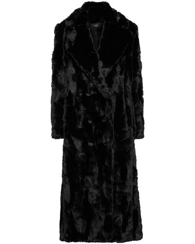 Amiri Double-breasted Faux Fur Coat - Black